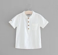 2018 casual boys shirts baby children cotton short sleeve blouse for summer kids boys white shirt stand collar handsome tops