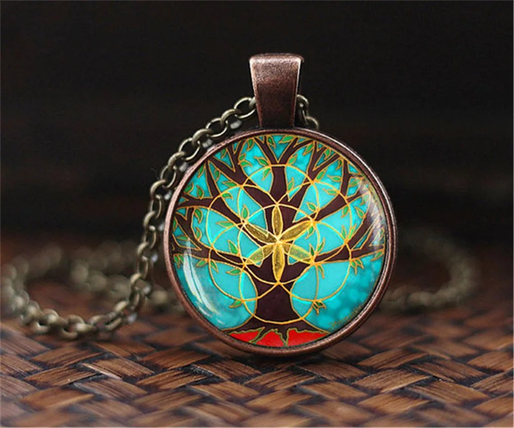 Древо жизни кулон ожерелье старинные антикварные бронзовые покрытием искусства