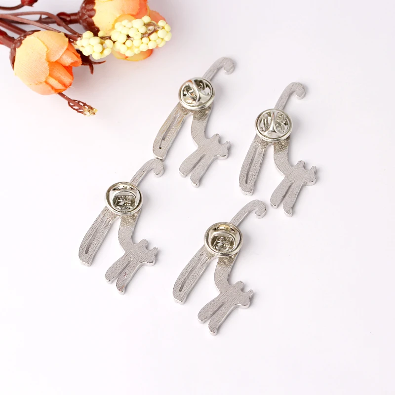 Милые синие черные красные белые заколки для кошек и броши простая эмалированная