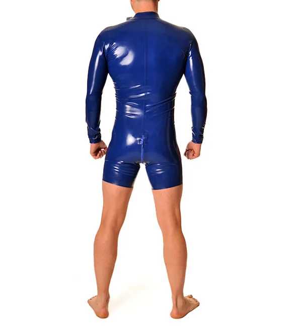 Латексное трико с длинными рукавами и молнией спереди сексуальные латексные