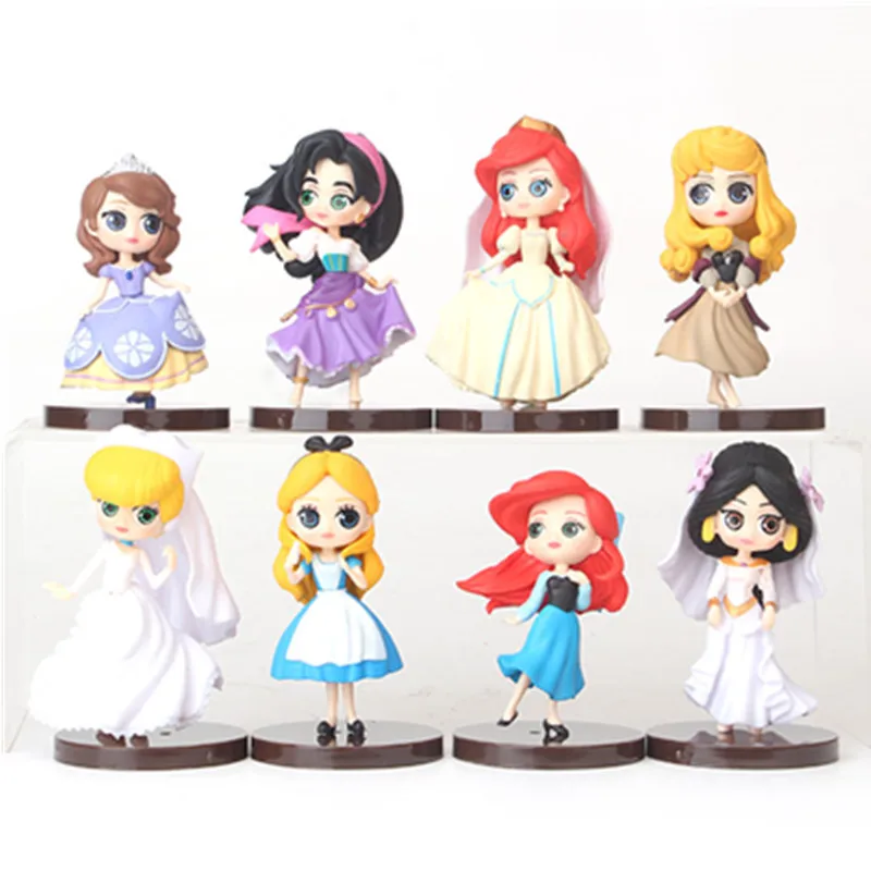Disney 8 шт./компл. мультфильм милый каваи сказочная принцесса Белоснежка Алиса