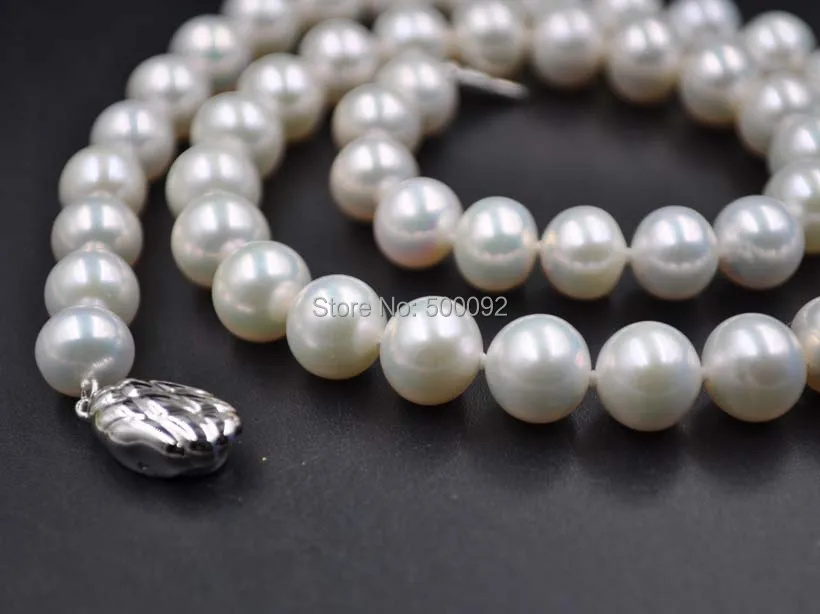 ?? 自然な色 9 ミリメートル淡水レア真珠のネックレス送料無料