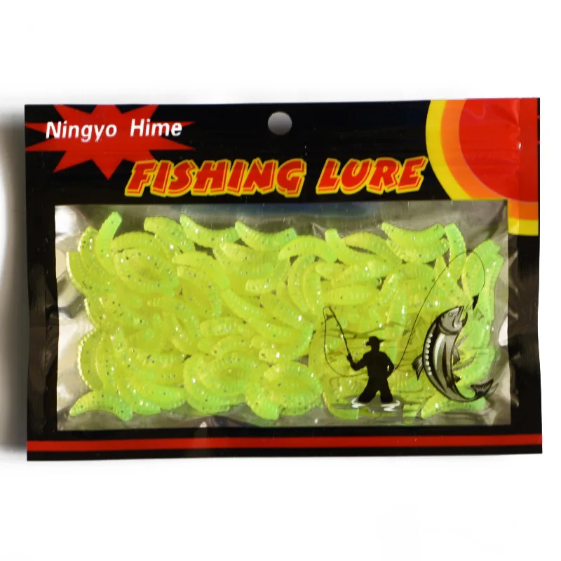 Ningyo Hime, 100 шт./лот, 5 цветов, приманка для рыбалки, мягкие приманки, хлеб, червь, приманка с запахом, биомиметический, мягкий червяк личинка, износ, поддельная приманка