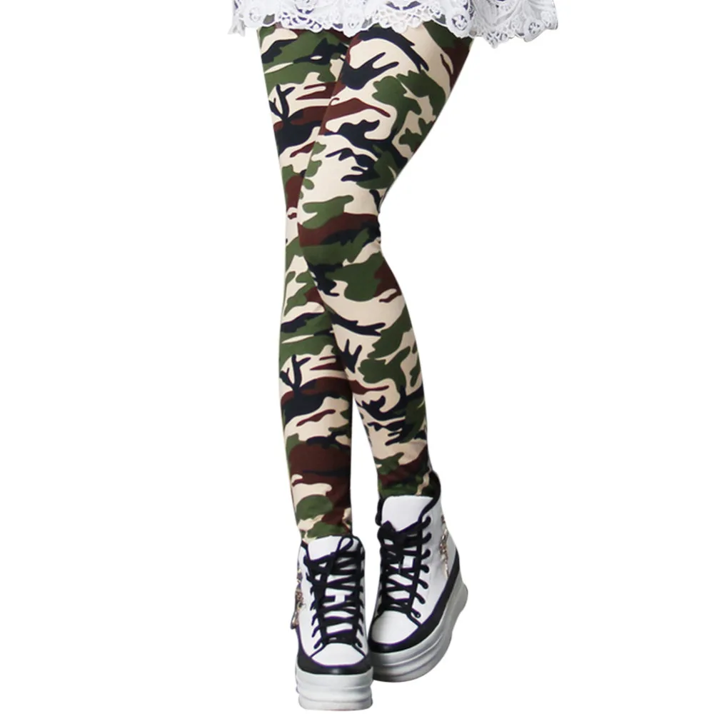 Летние женские леггинсы 2016 камуфляжные штаны из 100% хлопка эластичные в
