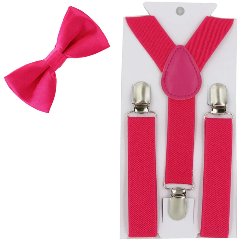 34 hot pink 40 цветов, Детские подтяжки, эластичные регулируемые Y-Back подтяжки, детские галстуки-бабочки для свадебной вечеринки - Цвет: 34 hot pink