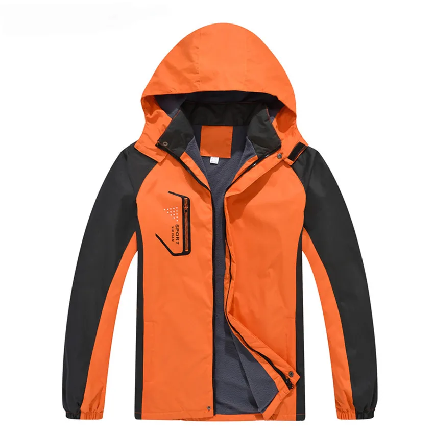 Mountainskin Men Autumn Hiking Jackets Outdoor Sport Windbreaker Camping Trekking Fishing Fleece Hat Detachable Male Coats MA343 - Цвет: Men Orange
