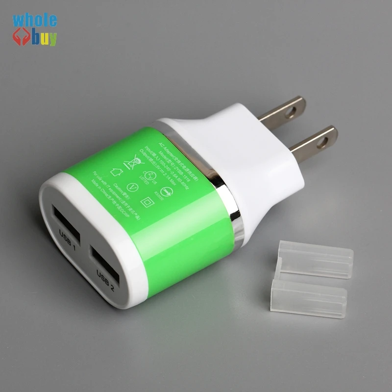 5 в 1A 2A цветное двойное зарядное устройство с двойным USB питанием AC настенное
