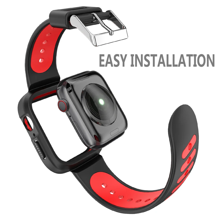 Резиновый ремешок для часов Ithuriel для Apple Watch, ремешок 38 мм, 40 мм, 42 мм, 44 мм, мягкий спортивный Чехол для iWatch series 4, 3, 2, модный