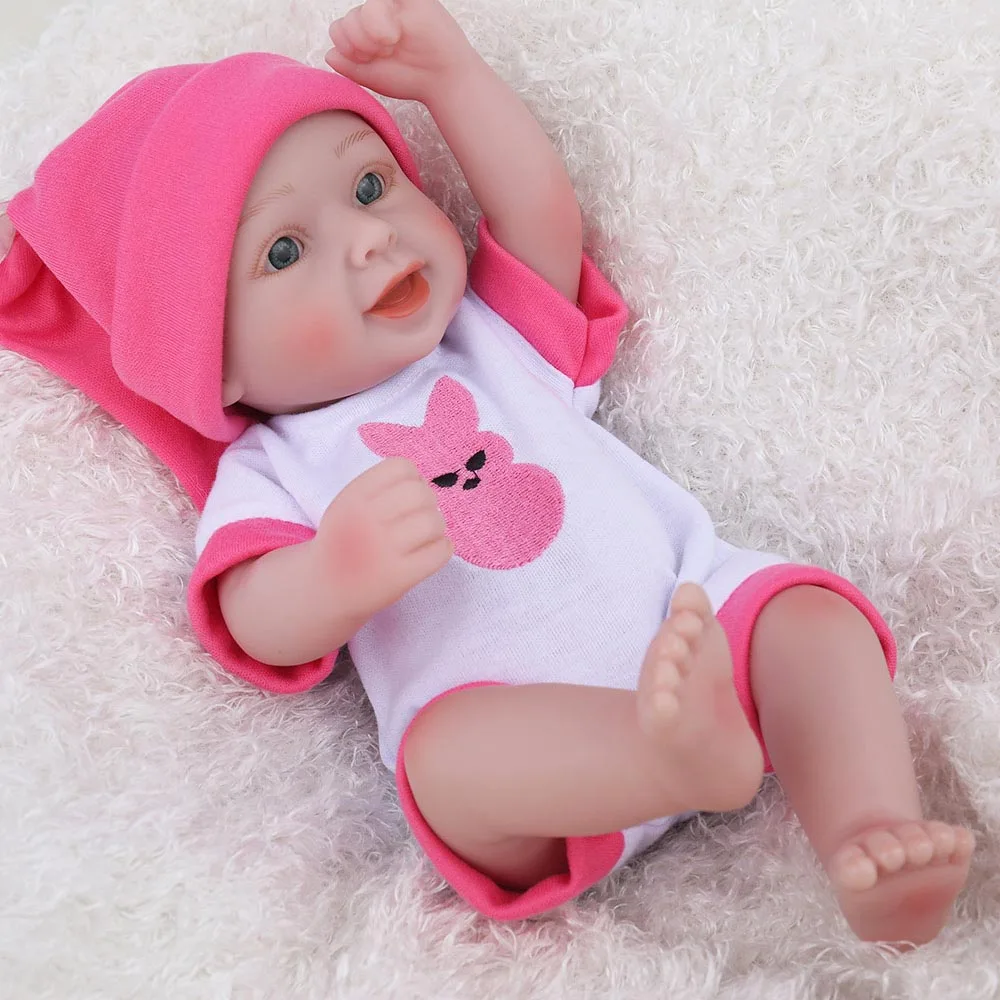 Rabbit 10 дюймов 28 см полный Силиконовый Reborn Baby куклы живые реалистичные настоящие куклы мини Реалистичная для малышей и новорожденных Игрушки для девочек детский подарок - Цвет: Rabbit