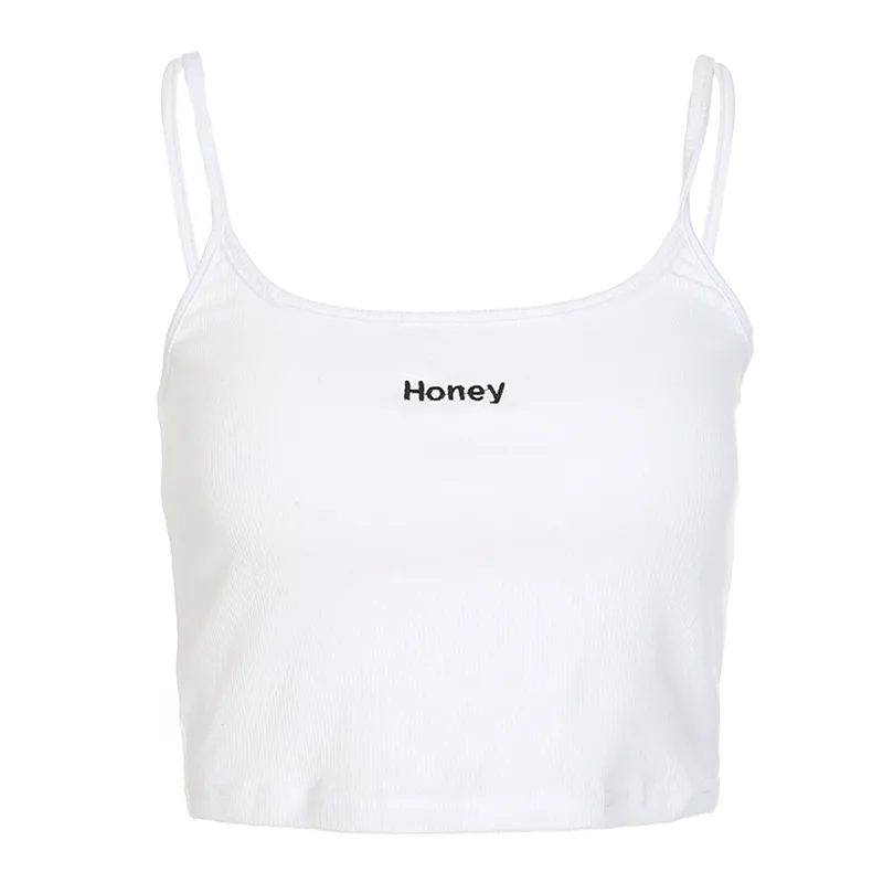 2018 Hot Style White Letter Embroidery Push Up Camisole Women Sexy Slim Strapless Crop Tops Ladies Fitness Cute Brief Tank |