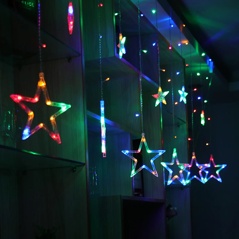 Luces led decoracion Звезда Пентаграмма занавес светильник фея Свадьба День рождения