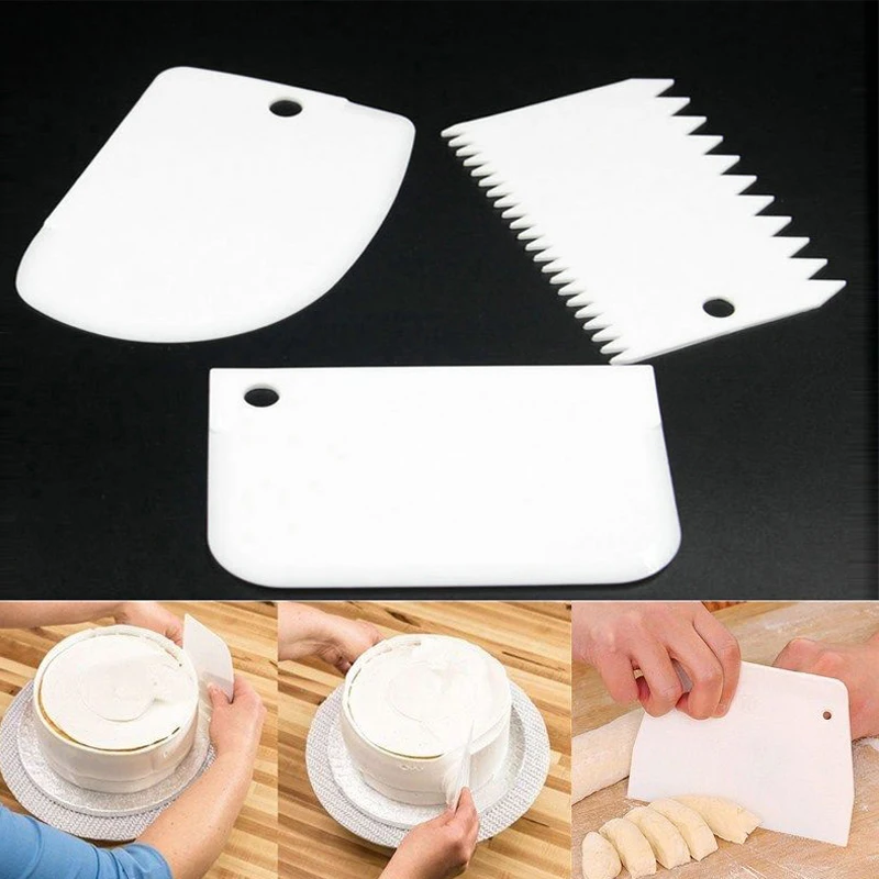 3Pcs Food Grade Plastic Pastry Fondant Cake Cookie Side Scraper Kitchen Tools Smoother Cooking Modeling Tool Suit | Дом и сад