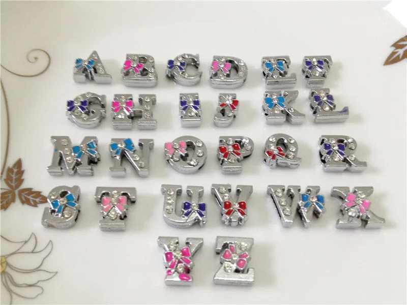 8 мм DIY горный хрусталь Бант скользящие буквы &quotA Z&quot выбрать свободно подходит самодельный ремень браслет