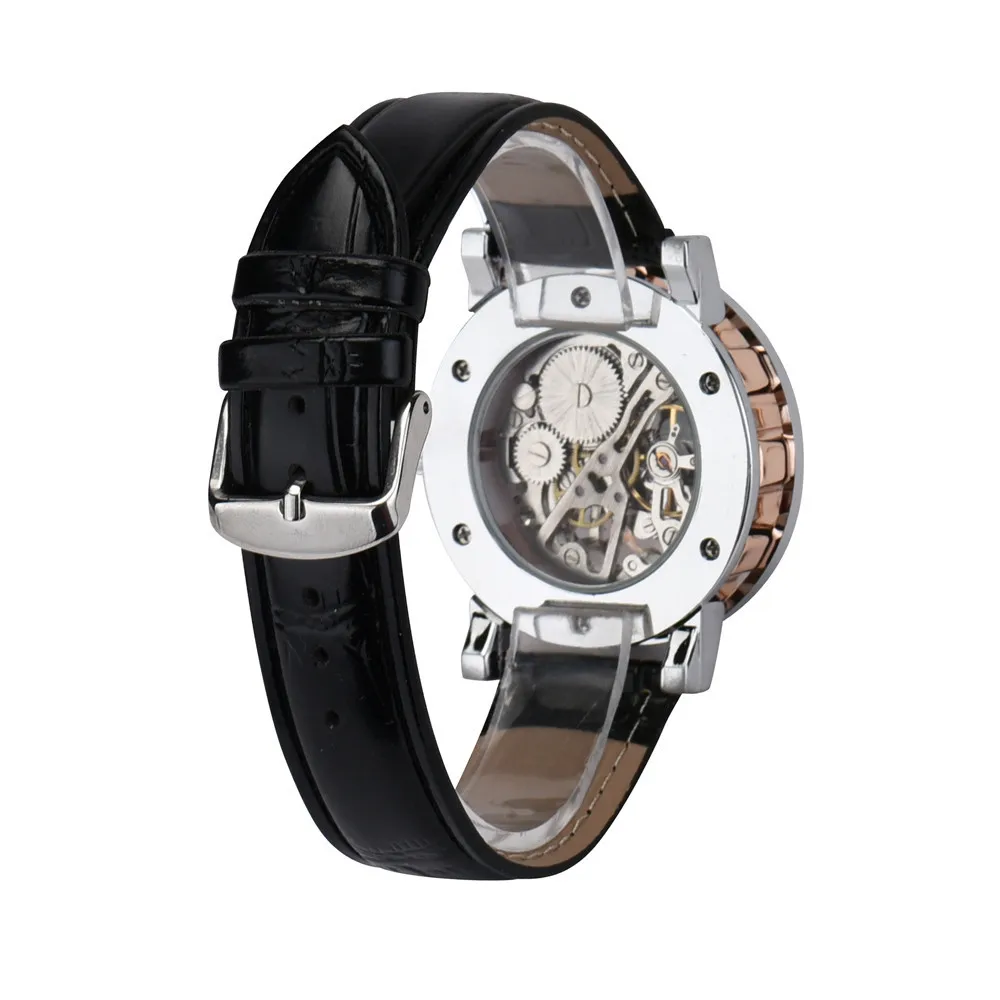 Великолепные водостойкие классические мужские часы 3 АТМ с черным кожаным