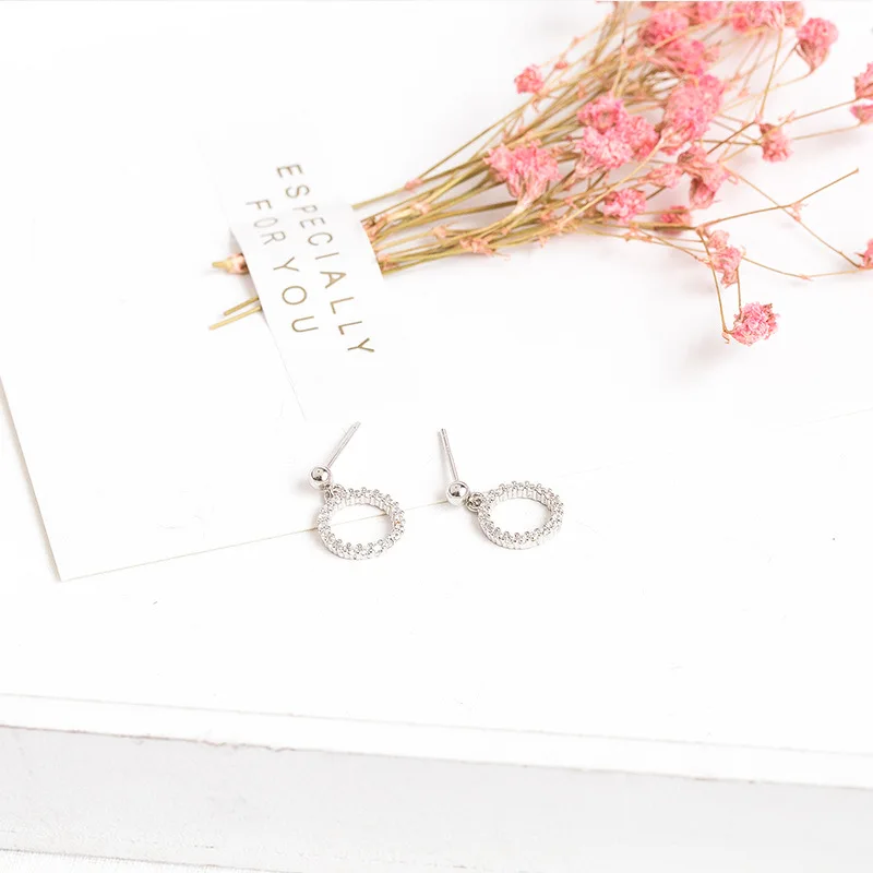 Женские серьги-подвески из стерлингового серебра S925 корейские круглые серьги