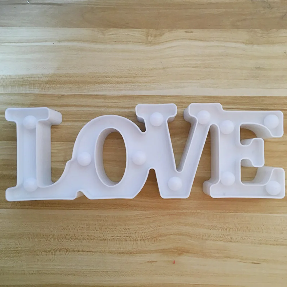 Подарок на день Святого Валентина 3D Marquee LOVE Letter светодиодный светильник s романтические настенные лампы ночной Светильник для дома вечерние свадебные украшения - Цвет: Белый
