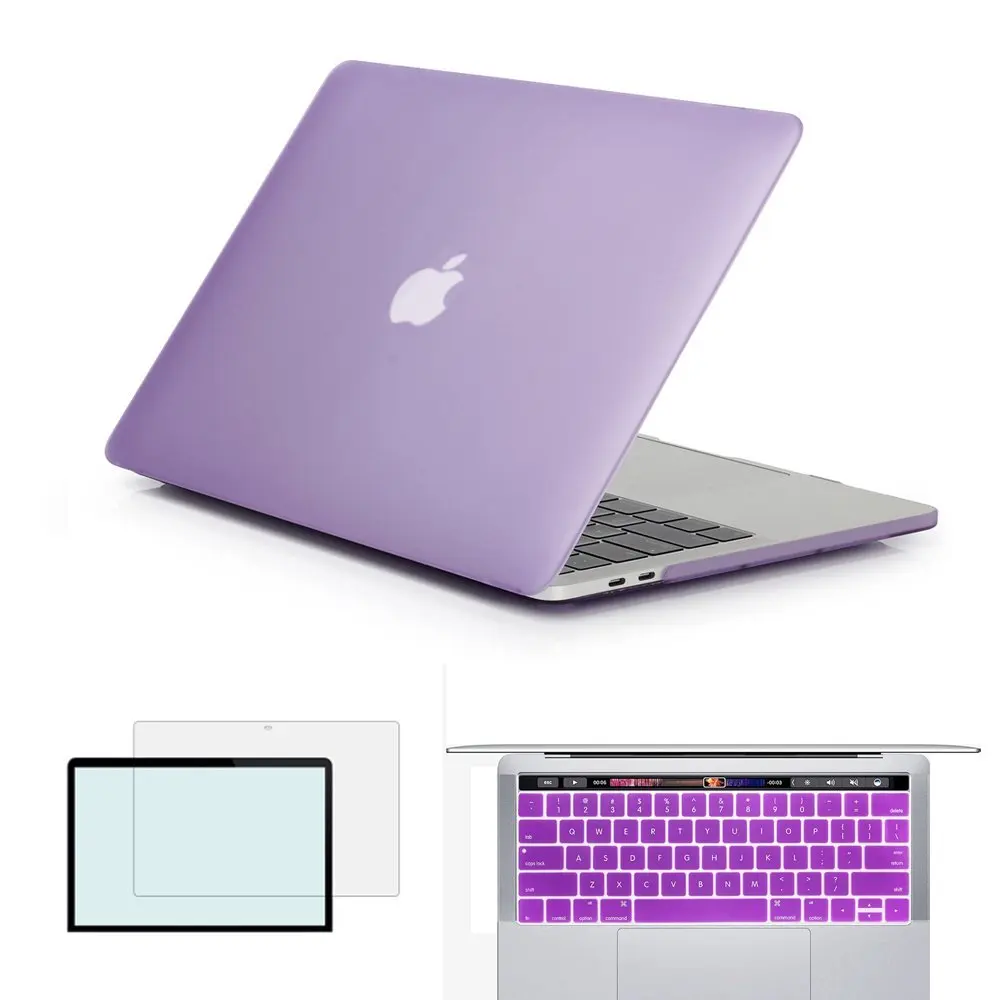 Matte Purple Для Mac Book New Pro 13 15 дюймов с сенсорной панелью+ чехол-клавиатура чехол для ноутбука для Apple MacBook Air Pro retina 11 12 13 15 оболочка - Цвет: Matte Purple