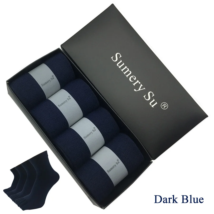 Toe Socks Dark Blue 4 пар/лот, носки с пятью пальцами, мужские, хлопковые, для бега, повседневные, короткие, удобные, мягкие, дышащие, 4 цвета, Прямая поставка - Цвет: Toe Socks Dark Blue