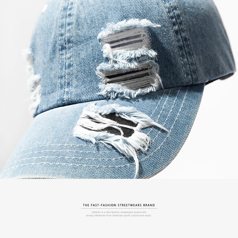 INFLATION Denim рваные поврежденные повседневные бейсболки модная уличная мужская