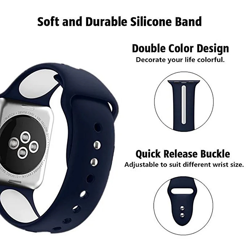 ASHEI силиконовый ремешок для наручных часов Apple Watch, версии 4 40 мм, 38 мм, 42 мм, мягкие спортивные браслет для наручных часов iWatch, полосы серии 3/2/1 ремешок