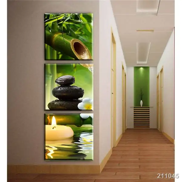 3 Панели бамбуковые свеча Canvas Искусство Современная живопись маслом настенные