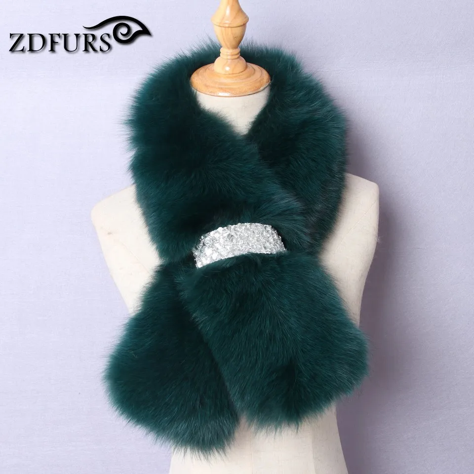 ZDFURS* Зимний натуральный Лисий мех шаль модный воротник длинный меховой шарф женский лисий мех кольцо украшение пальто меховой воротник