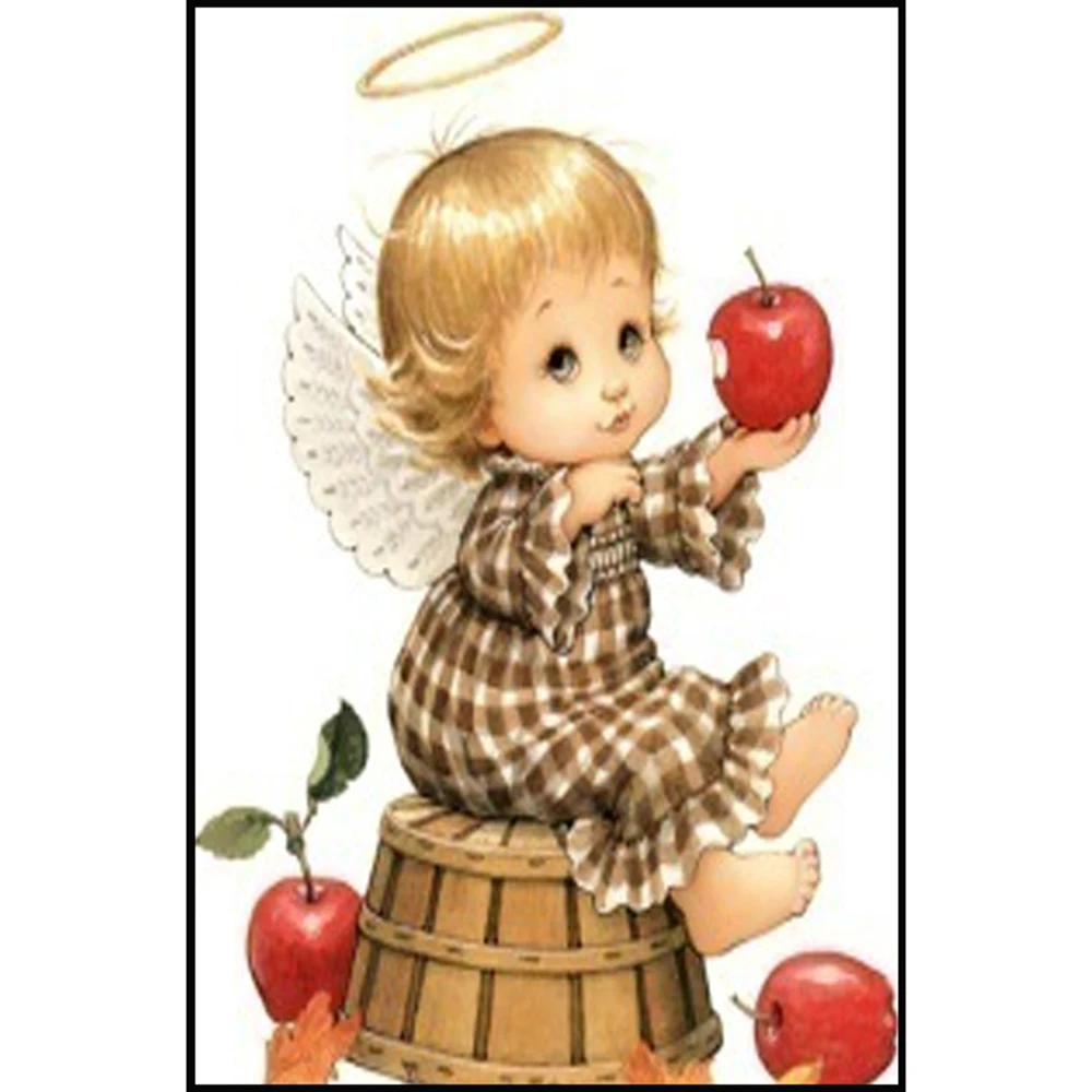 Вышитый бриллиантами Ангел яблоки Алмазная вышивка крестом кристалл полностью