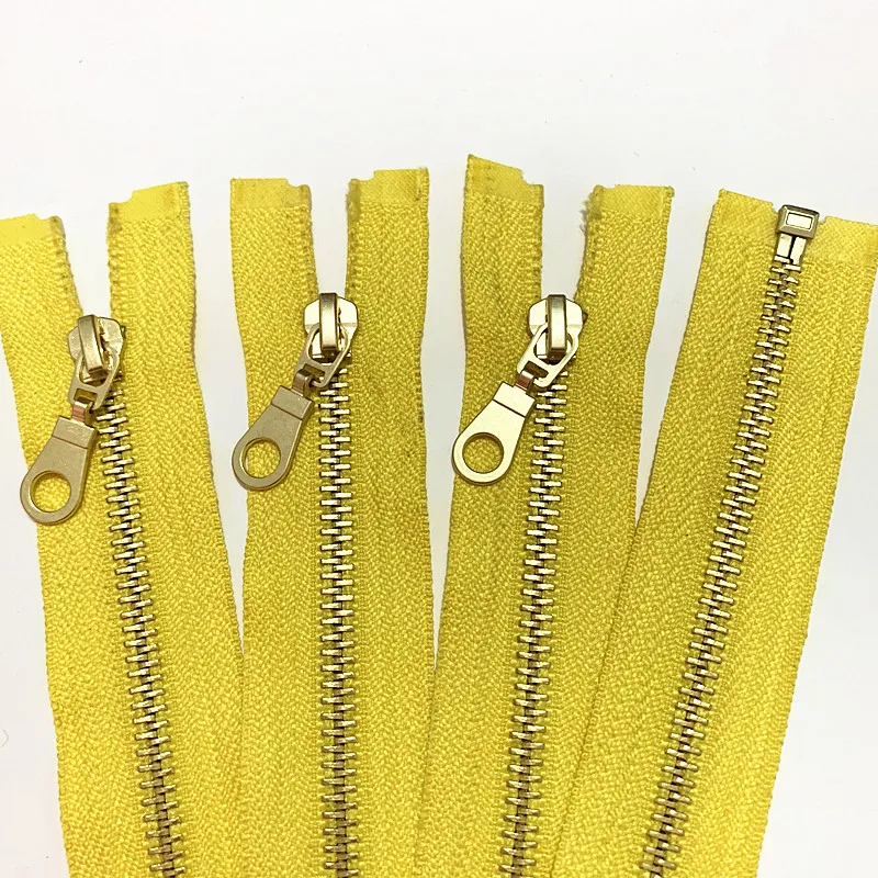 yellow Набор из 5 штук 5# латунные металлические отдельные открытые задние молнии с пончиком застежки-молнии тянет 12 дюймов застежки-молнии для шитья - Цвет: yellow