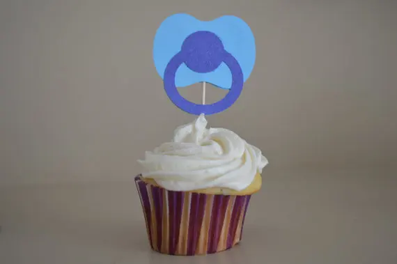

Baby Binky Baby Shower- Gender Reveal Neutral cupcake toppers birthday Party appetizer picks toothpicks decor
