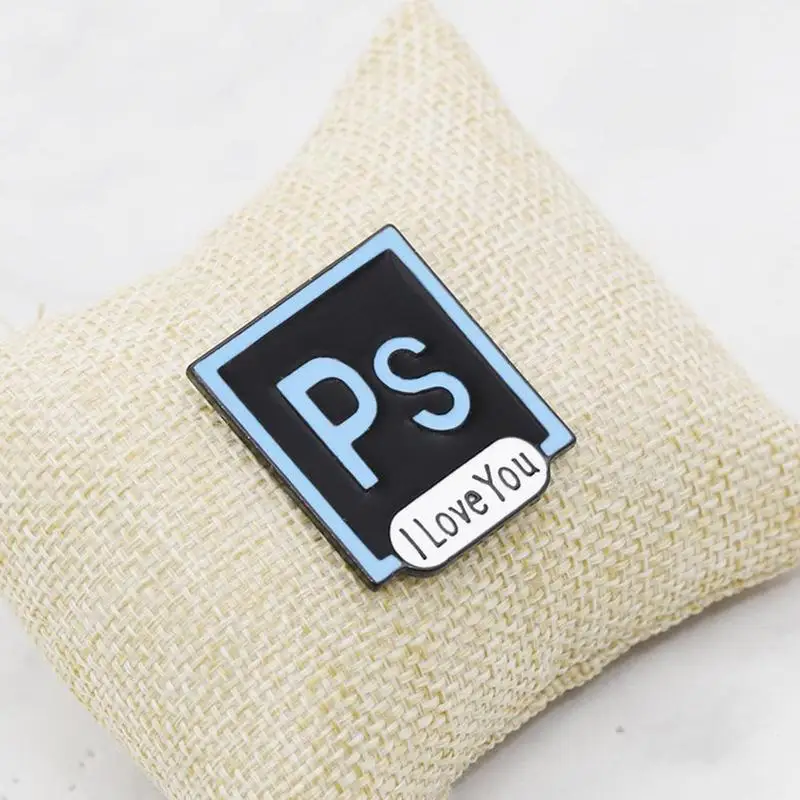 1pcs Illustrator Photoshop Pins AI PS Enamel Pins Brooches I Love You Brooch Toolbar Lapel Pin for Designers and Artists