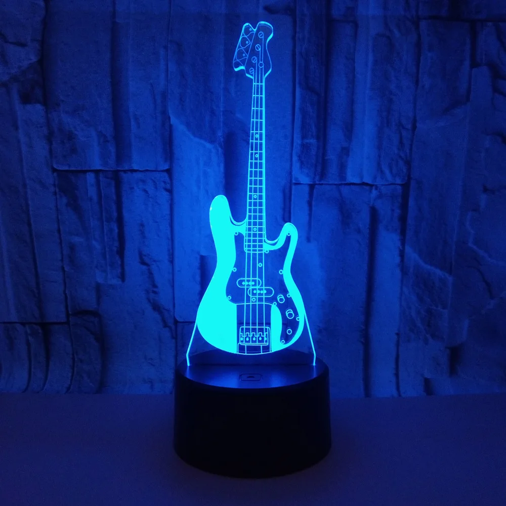 LED гитара 3D ночник акриловый USB цветной пульт дистанционного управления иллюзия