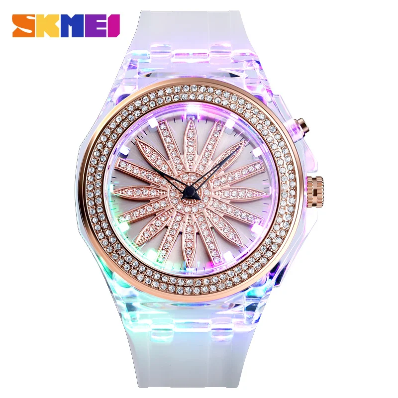 SKMEI Relogio Feminino 1536 модные красочные светодиодный светильник женские кварцевые часы 5 бар водонепроницаемые женские наручные часы