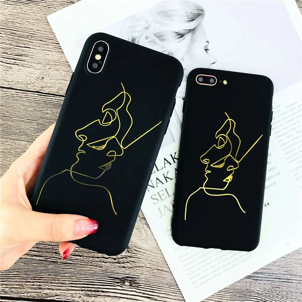 Ultra-thin Phone Case For Iphone 7 Simple Line Art Abstract Kiss Heart Plus Top Silicone Soft Shell Coque |