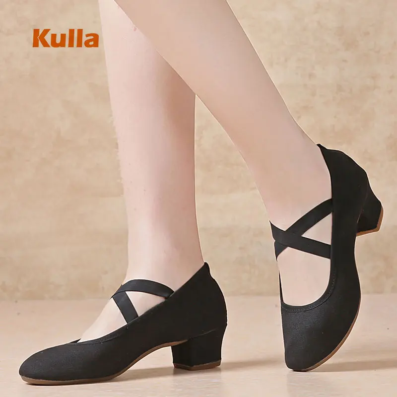 Women Salsa Dance Shoes Ladies Latin Jazz Dancing Shoes Canvas Soft Sole Heels Adult Ballroom Tango Casual Shoe Female Sneakers