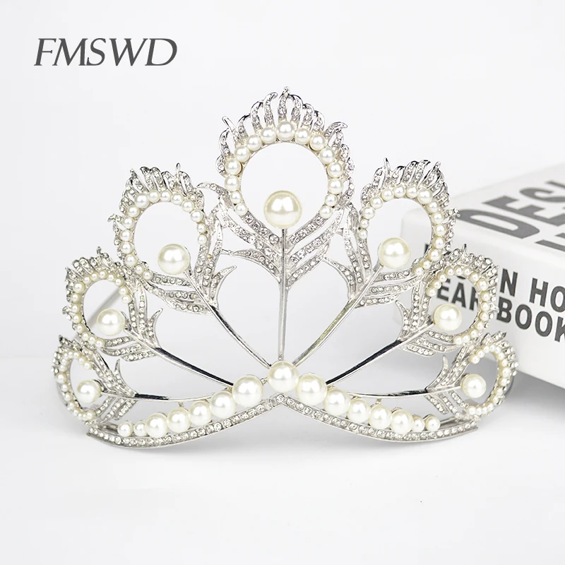 Роскошная жемчужная корона с горным хрусталем Miss World свадебная тиара принцессы