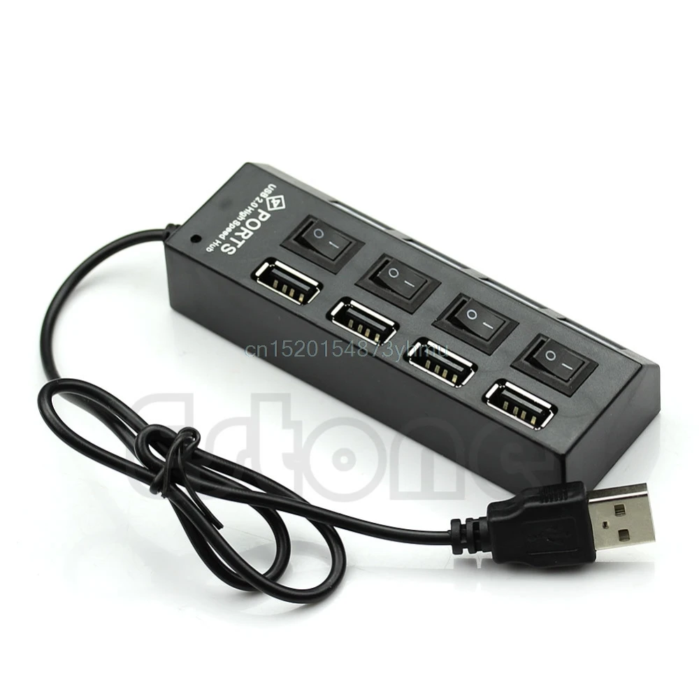 

4 Port USB 2.0 With ON/OFF Switch Led Compact USB Muti Hub Expansion Splitter #L057# new hot