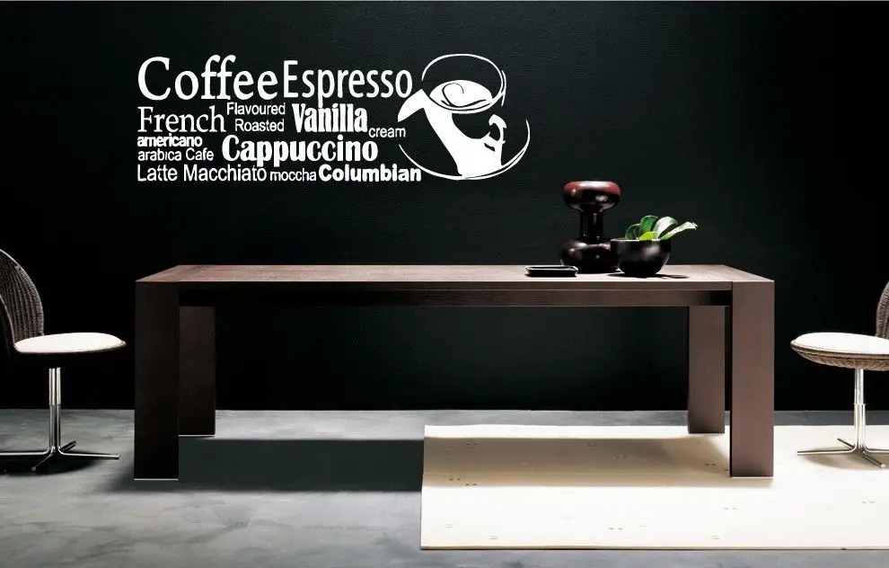 Виниловая настенная наклейка в стиле кофейни дизайнерская вывеска виде эспрессо