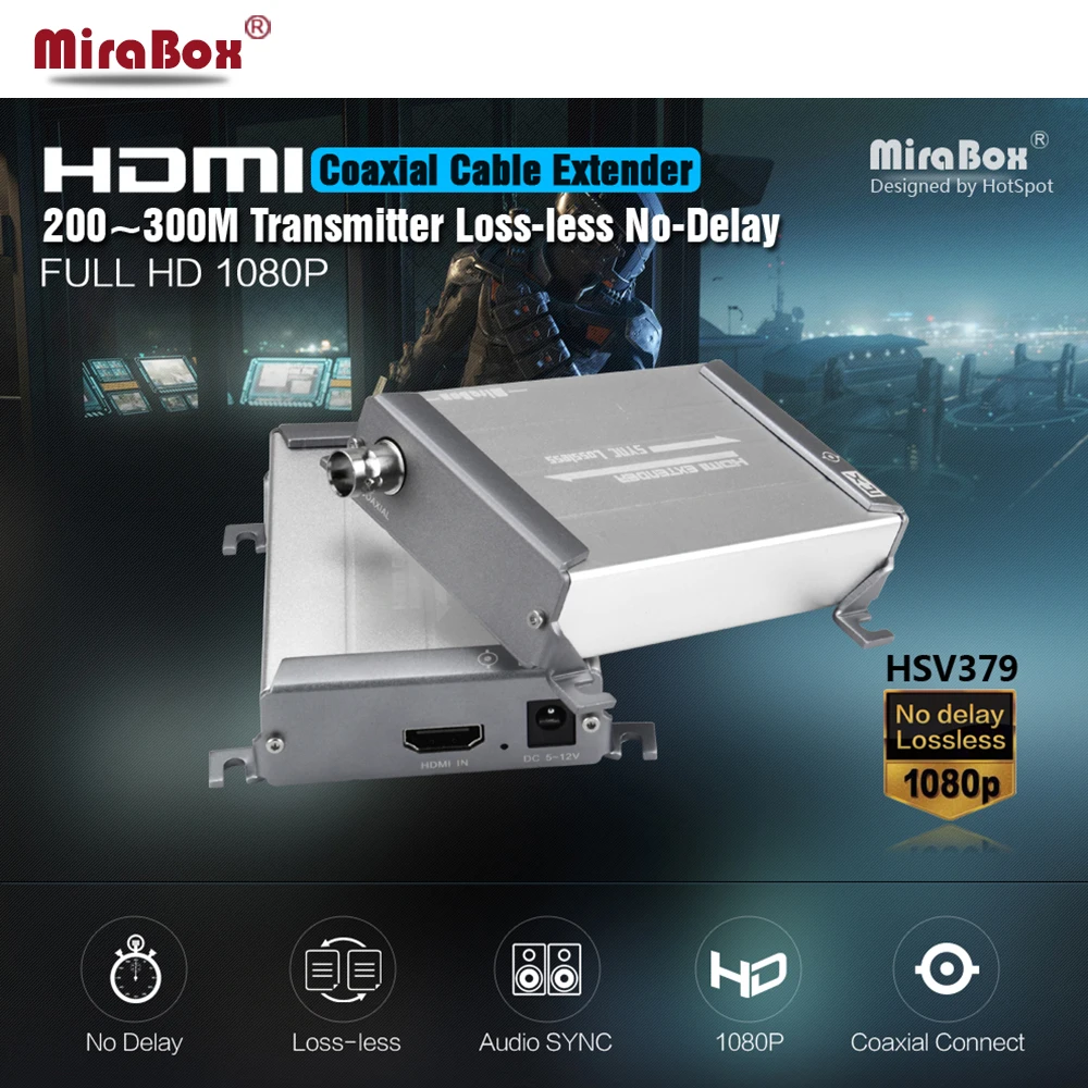 Hdmi удлинитель для коаксиального кабеля HSV379 Full HD 1080P HDMI RG59/RG 6U коаксиальный кабель
