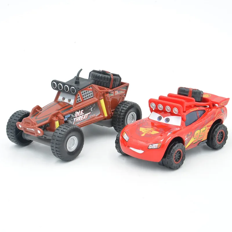 Disney Pixar машинки Новые 2 шт. № 95 внедорожник Lightning Mcqueen и простое угрозы с большими колесами, коричневый пляжные багги литья под давлением модели машинок из сплава игрушки - Цвет: 2pcs