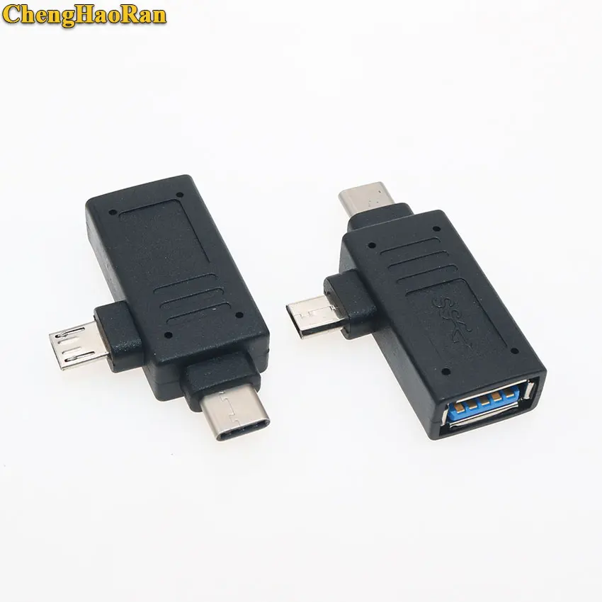 

ChengHaoRan USB OTG Adapter 2-in-1 usb 3.0 female to micro type-c Male Converter Splitter for LETV/Samsung/Xiaomi Android Phones