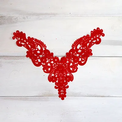 Red 1 шт., цвета слоновой кости, черный, красный, Венеция, кружевная ткань, платье, блузка с аппликацией, швейная отделка «сделай сам» на декольте, воротник, украшение костюма, аксессуары, сделай сам - Цвет: Red