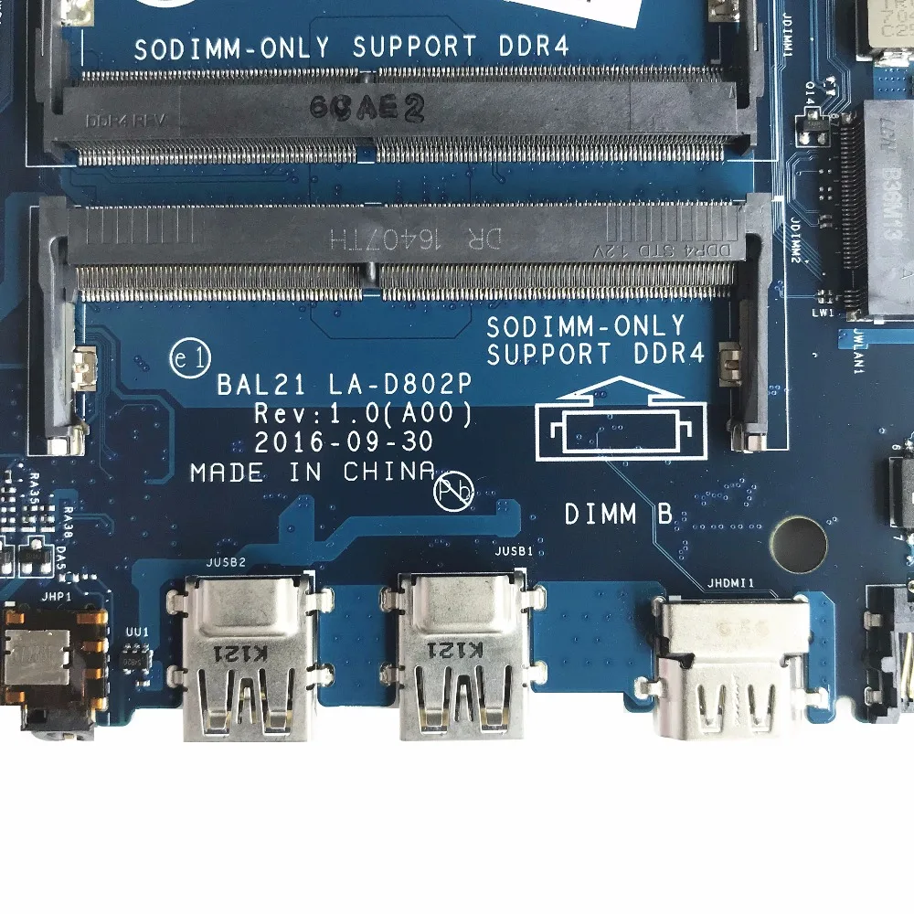 Для Dell Inspiron 15 5567 5767 Материнская плата ноутбука BAL20 LA-D802P DG5G3 0DG5G3 CN-0DG5G3 с SR2ZU i5-7200U