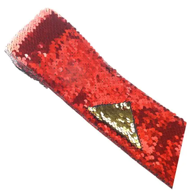 Red Gold 1 ярд " 75 мм двойные цветные двусторонние пайетки лента DIY полиэстер банты для волос Blingbling материалы ручной работы MD19012602 - Цвет: Red Gold
