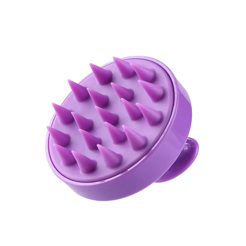 purple 1 шт силиконовый массажер для головы, щетка для мытье шампунем, гребень для ванны, душа, спа-щетка, массажные инструменты для мытья волос - Цвет: purple