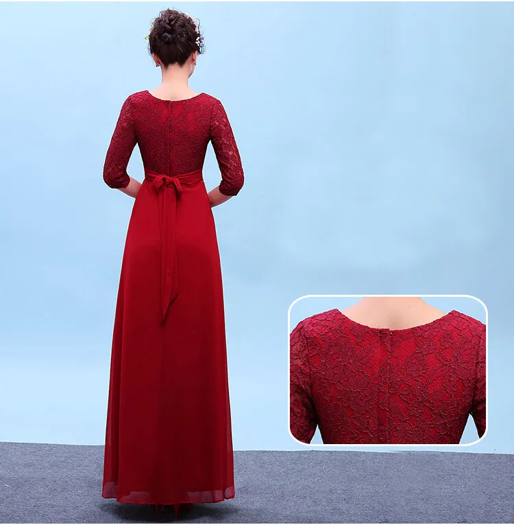 Скромные кружевные платья для подружек невесты синего зеленого красного цвета