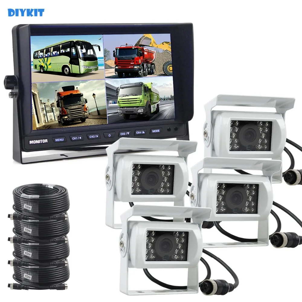 DIYKIT 10 "4 Сплит четырехъядерный автомобильный монитор + 4 CCD IR камера ночного