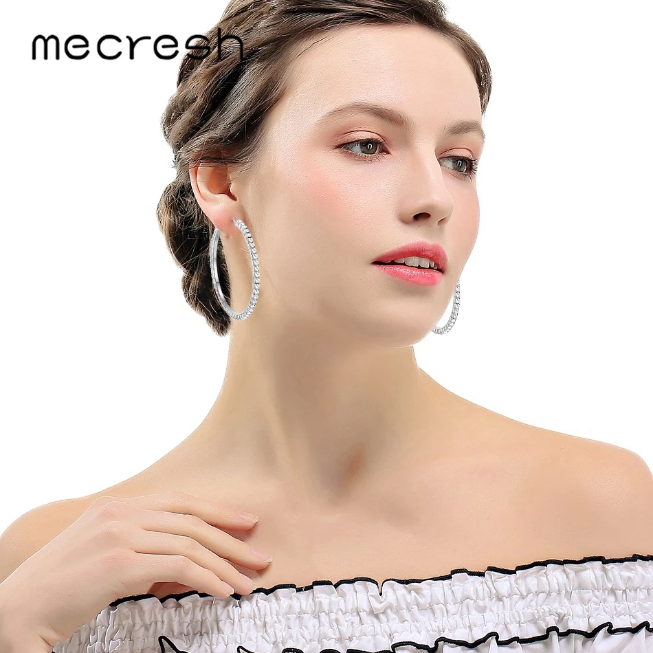 Простые большие круглые серьги кольца Mecresh для женщин и девочек летние со