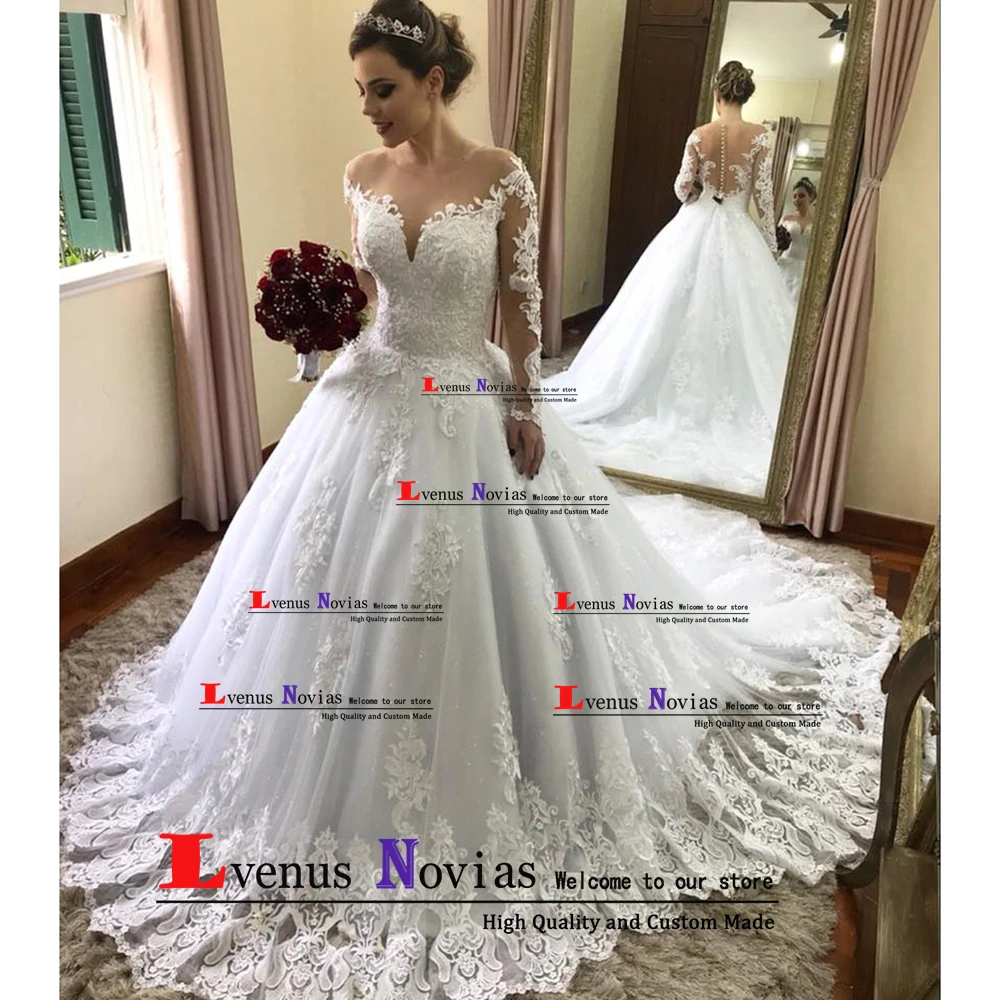 Vestidos de novia сексуальное платье на свадьбу со шнуровкой Robe de Mariee Романтический Длинный Рукав Свадебное платье gelinlik Vestido de Noiva