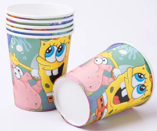 6 pcs cups С днем рождения ребенка мальчик душ свадьба фестиваль вечерние украшения набор баннер салфетки стакан с соломинкой тарелка поставщик - Цвет: 6 pcs cups