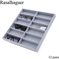 luxury ice gray 12 grids sunglasses display box eyewear display glasses stand props jewelry organizer tray fashion cases